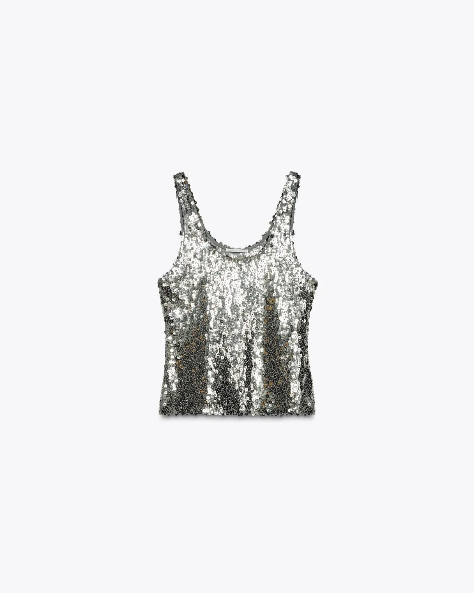 Sequin strappy top - Silver