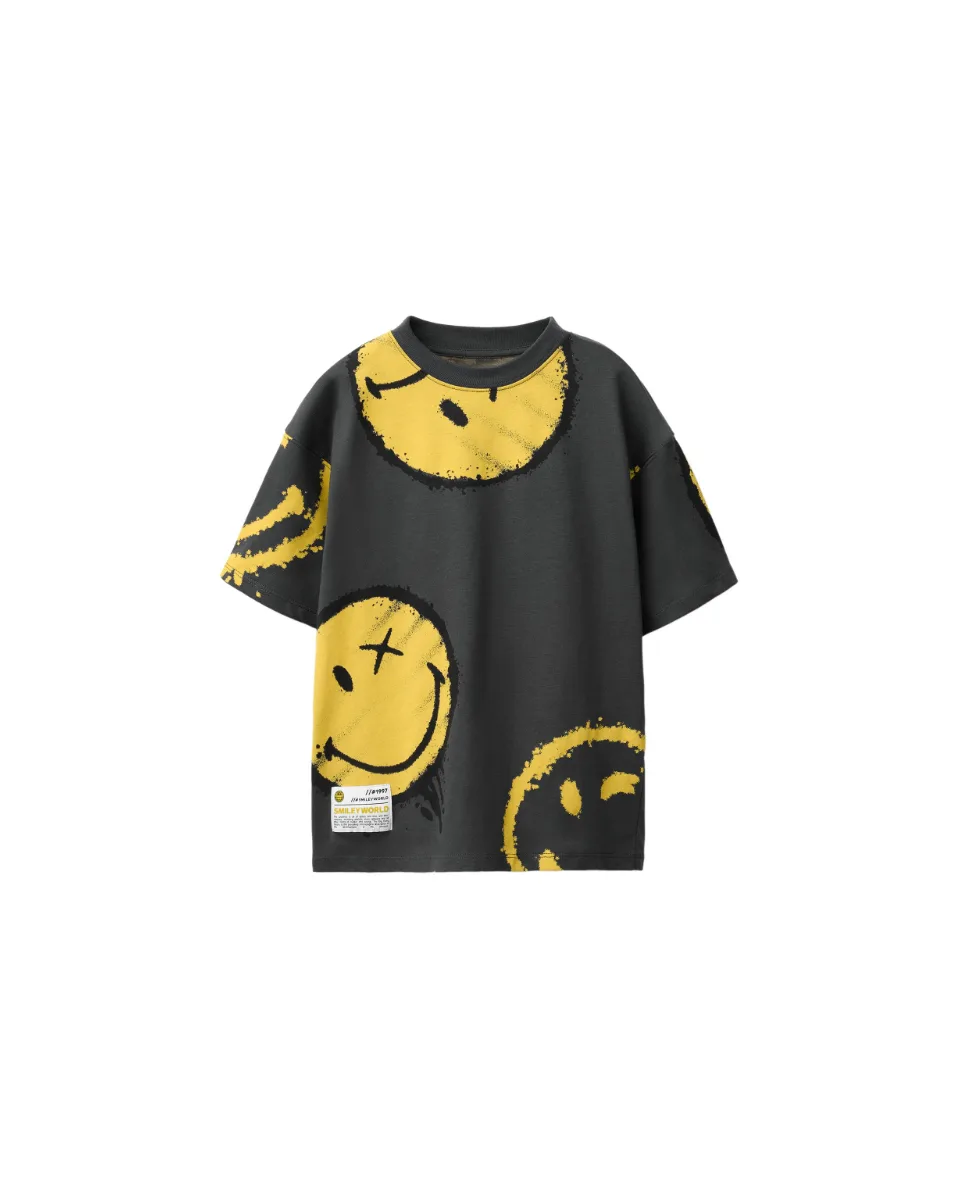 Camiseta estampada Smileyworld ® - Gris antracita