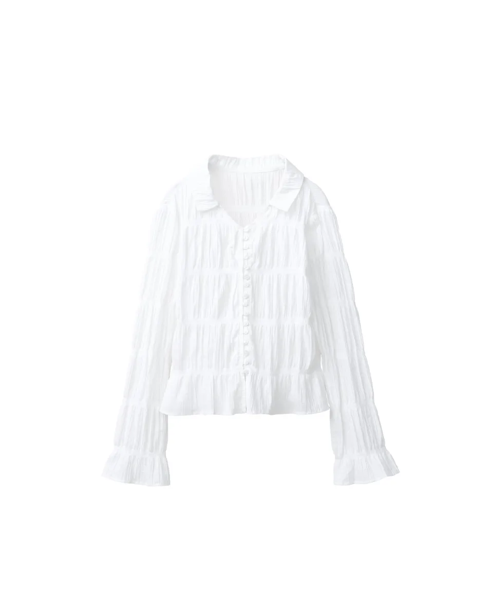 Shirt with elastic bands - White