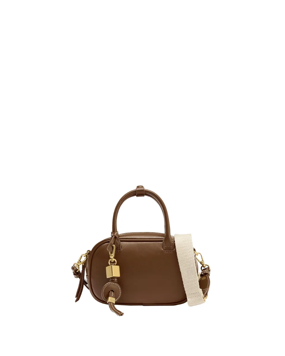 Mini bolso pespunte - Tostado oscuro