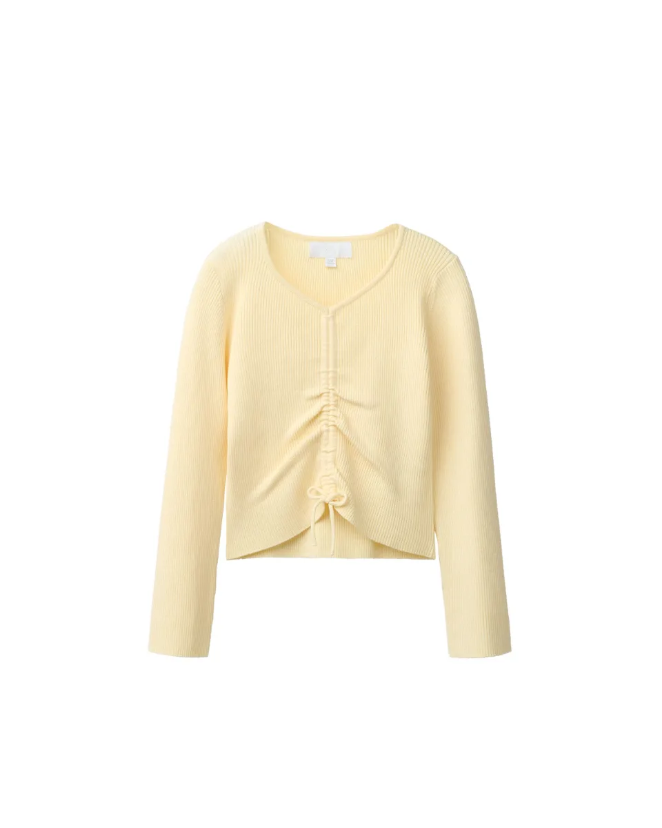 Ribbed gathered sweater - Yellow