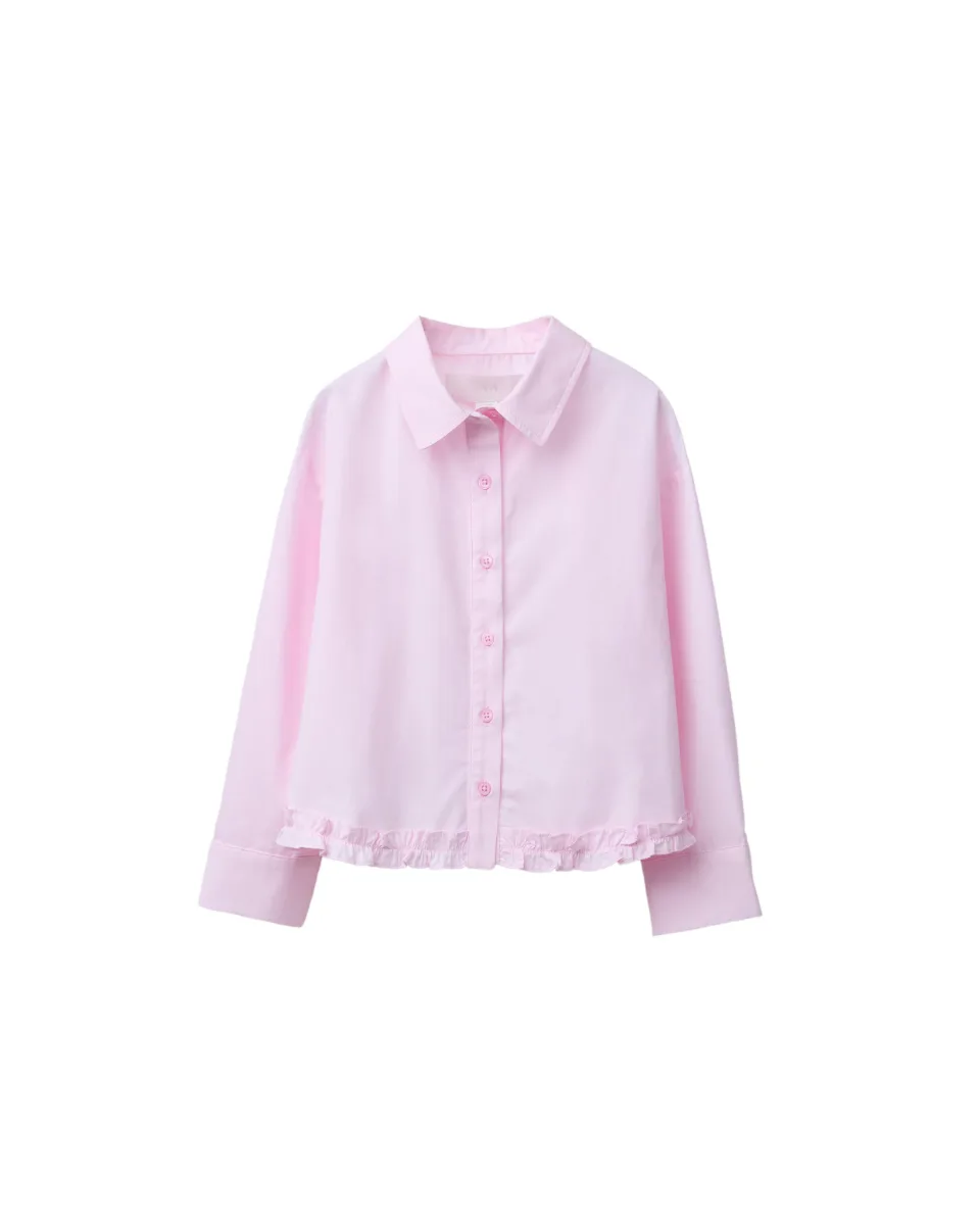 Camisa bajo volantes - Rosa