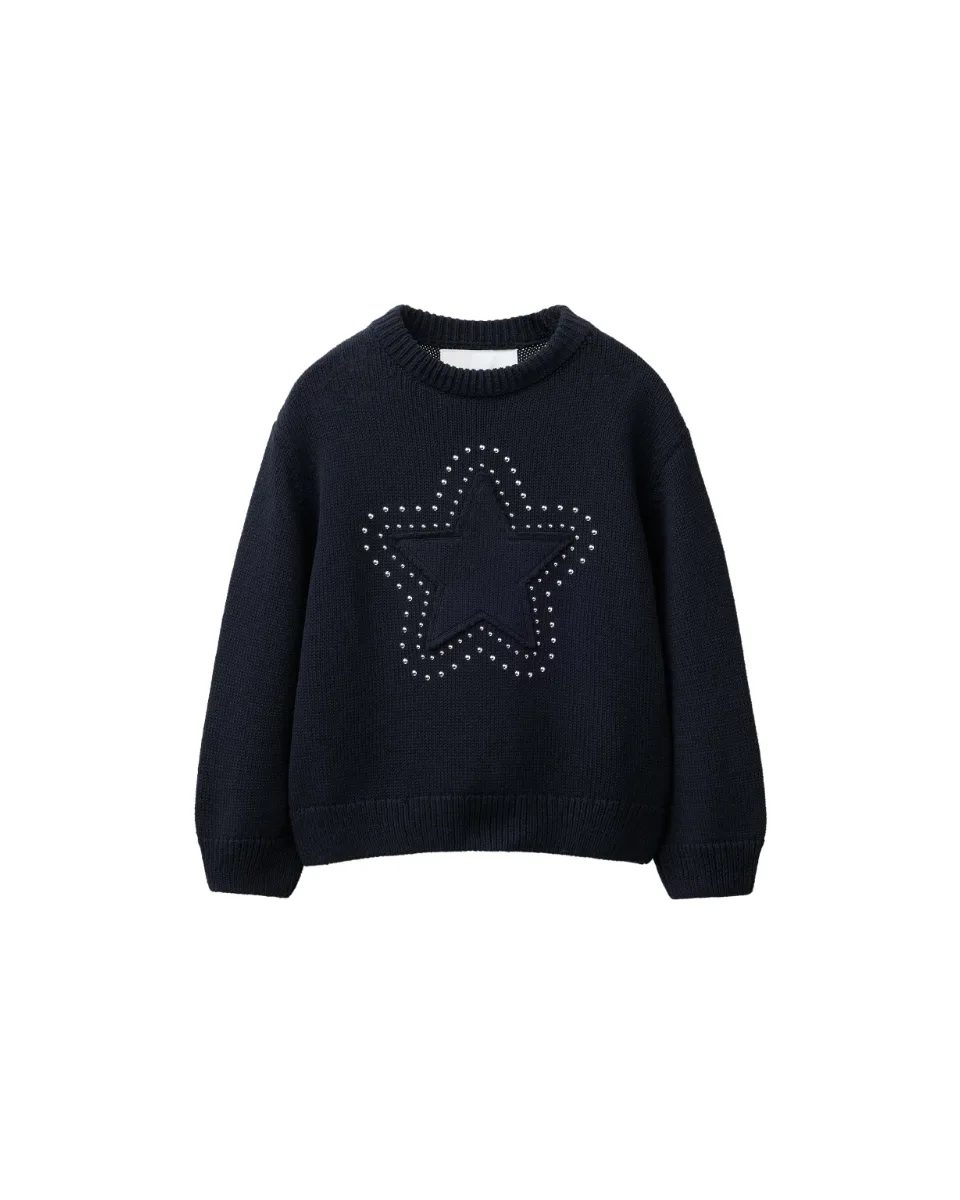 Jersey punto estrella tachas - Azul marino