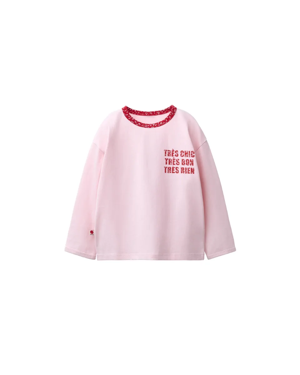 Camiseta estampada texto flores - Rojo
