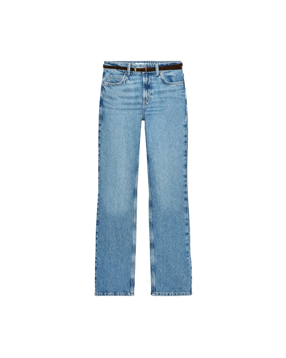 Jeans Z1975 90's straight tiro alto cinturón - Azul medio