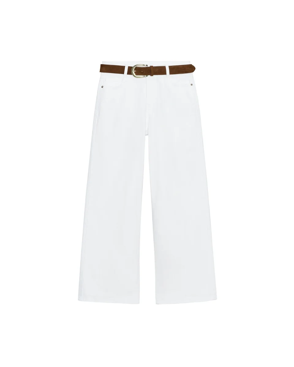 Z.10 high-rise culotte jeans with belt - White