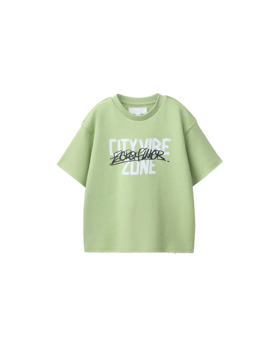 Sudadera manga corta graffiti - Verde lavado