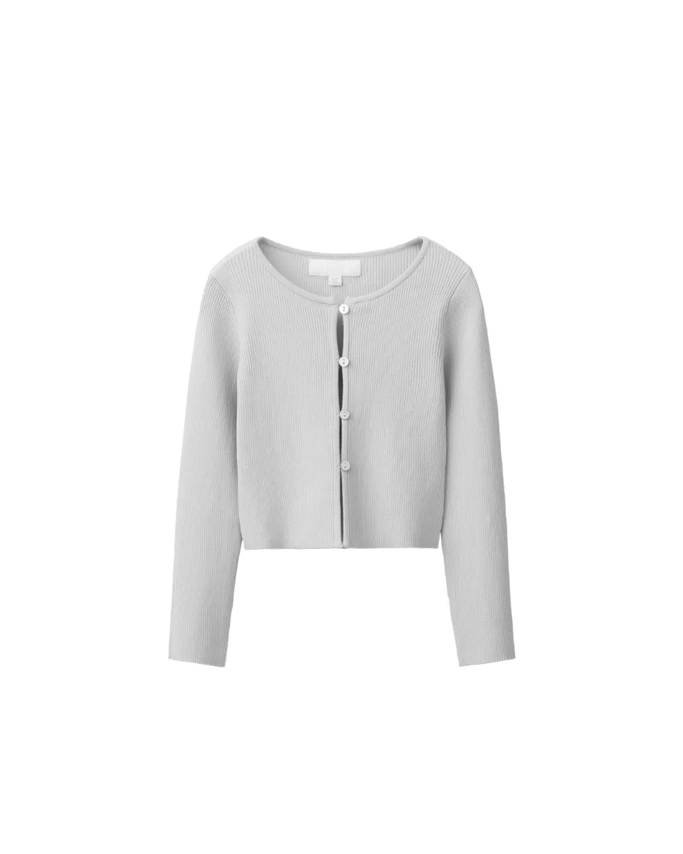Ribbed knit jacket - Gray marl