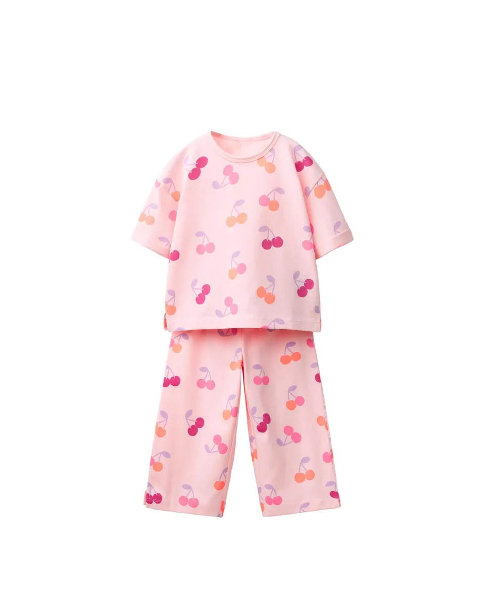 Print jogging T-shirt and pants set - Light pink