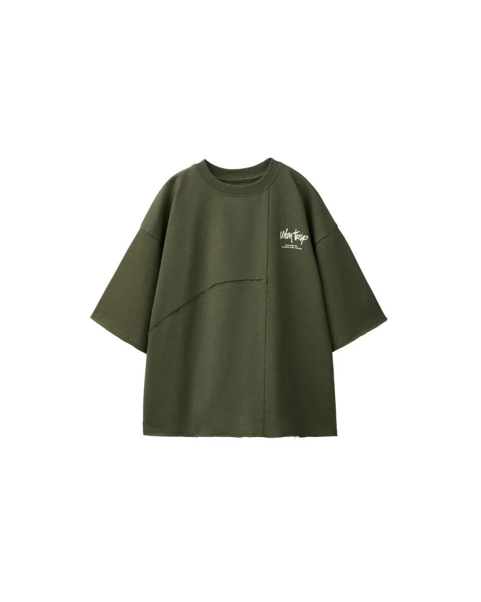 Camiseta felpa cortes - Caqui