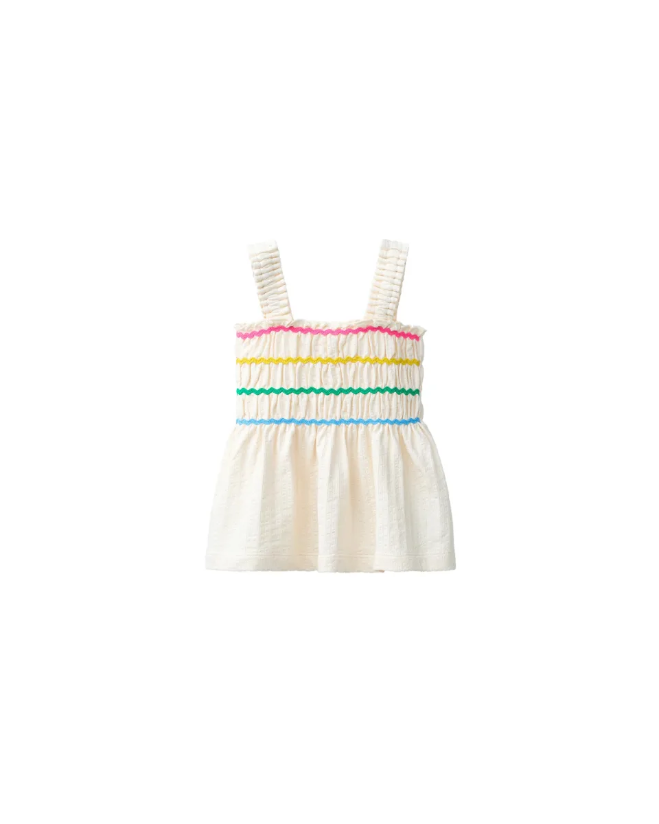 Top bambula ondulinas multicolor - Crema