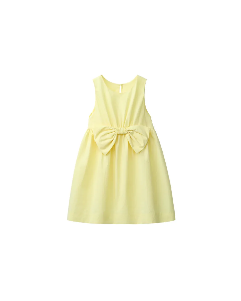 Vestido popelín lazo - Amarillo