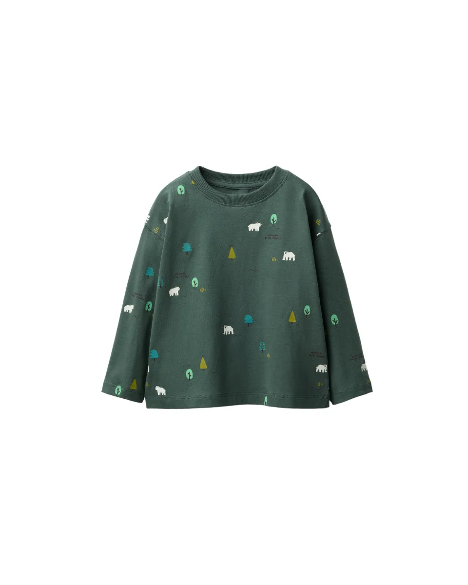 Print T-shirt - Dark green