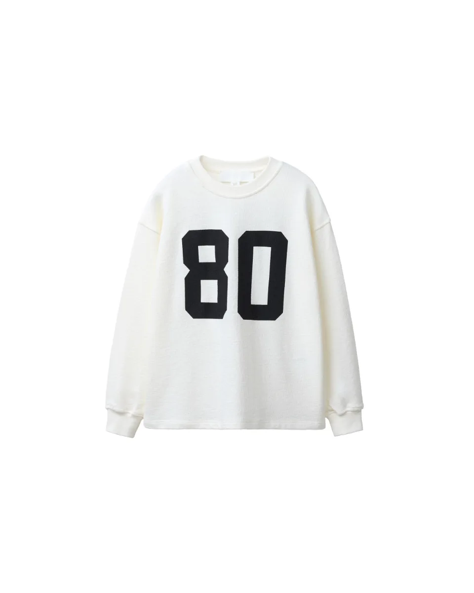 Camiseta estampado número y texto - Crema