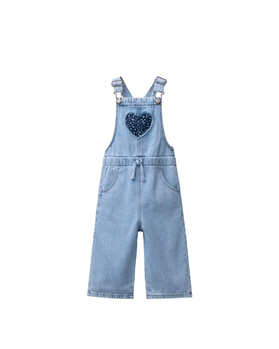 Peto largo denim parche corazón - Azul