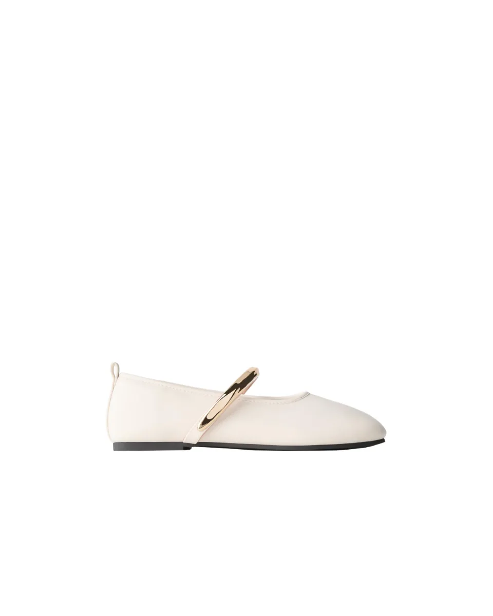 Metallic strap ballerina flats - Cream white