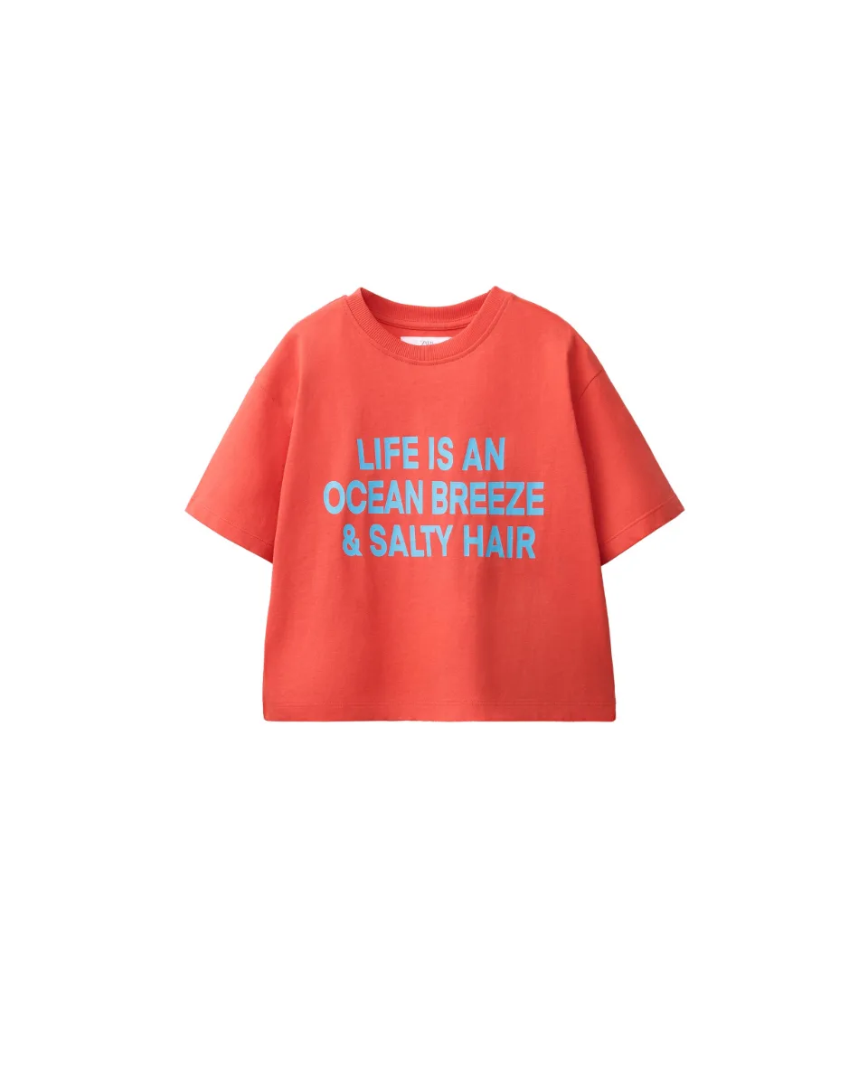 Camiseta estampado texto - Rojo