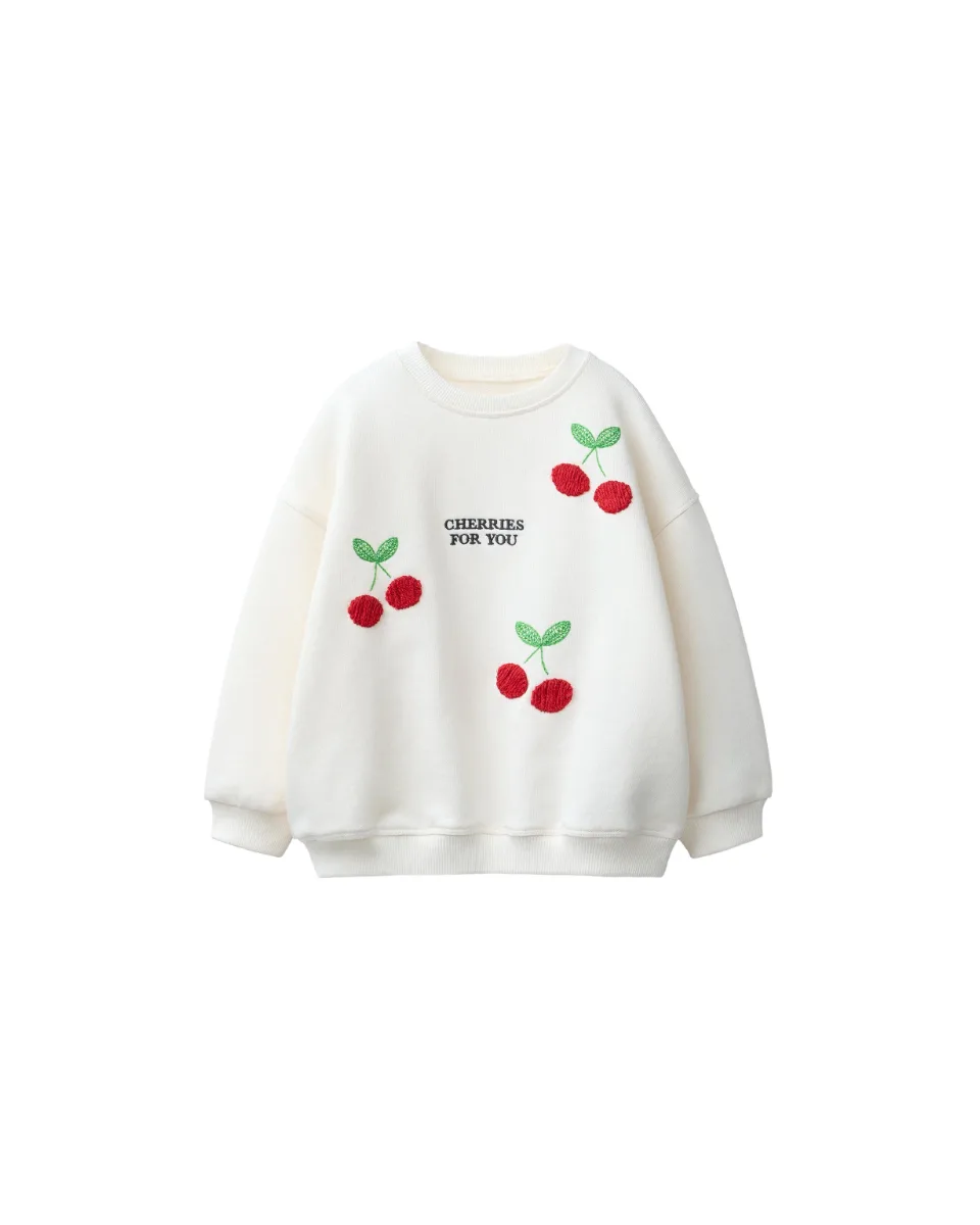 Sudadera cerezas bordadas - Crema