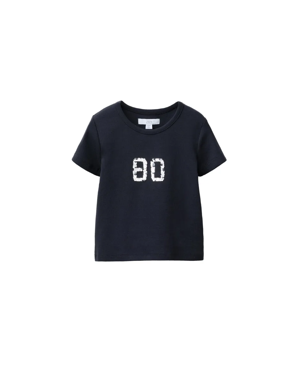 Camiseta número lentejuelas - Antracita oscuro