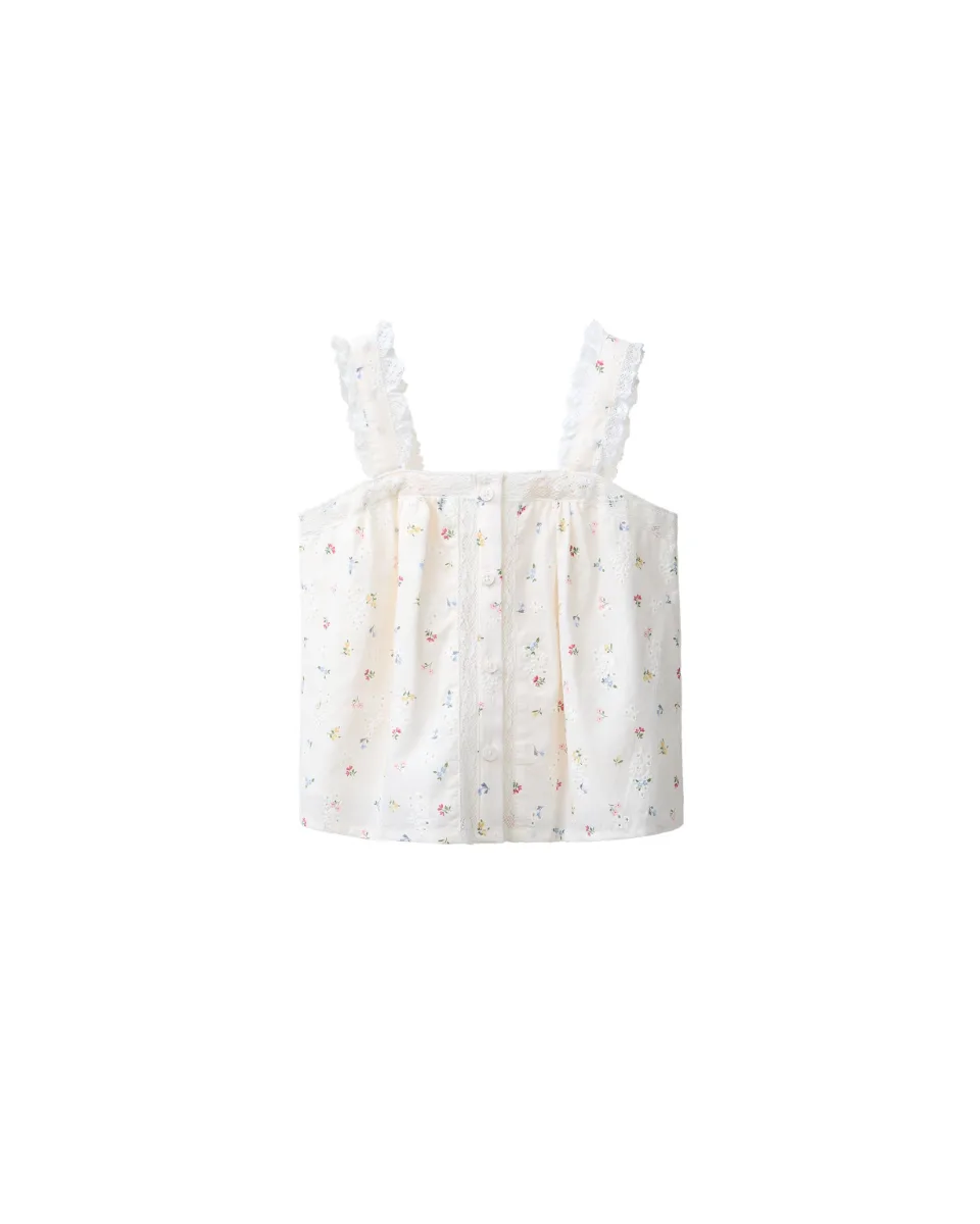 Top Schiffly puntilla - Crema