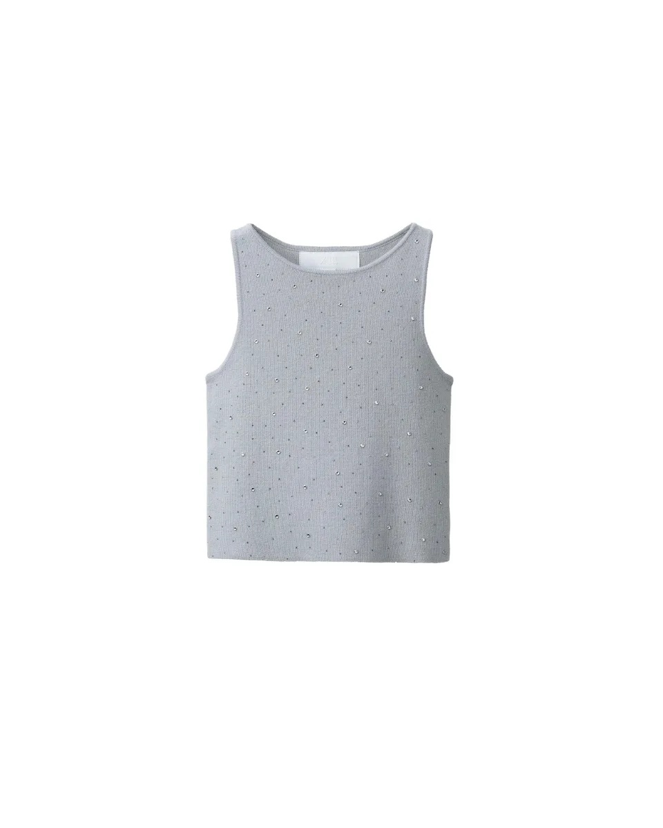 Top punto brillos - Gris / Azul