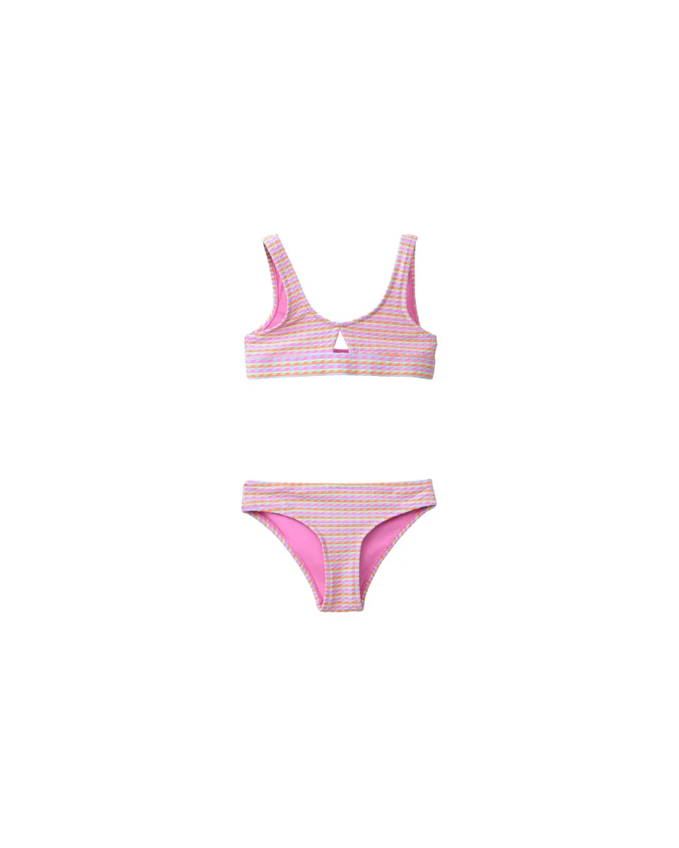 Bikini rayas estructura - Fucsia