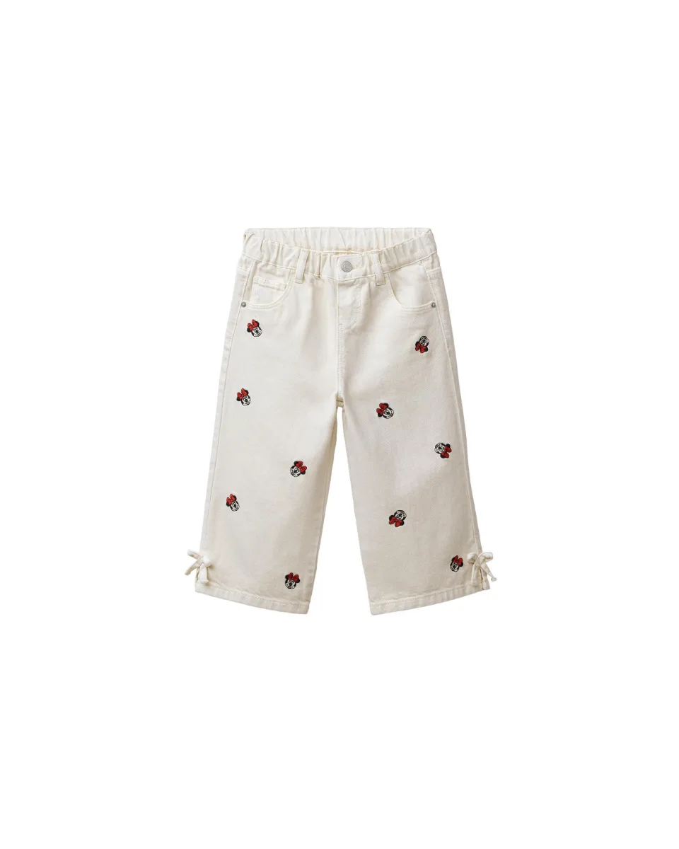 Pantalón sarga culotte bordados Minnie Mouse © Disney - Crema