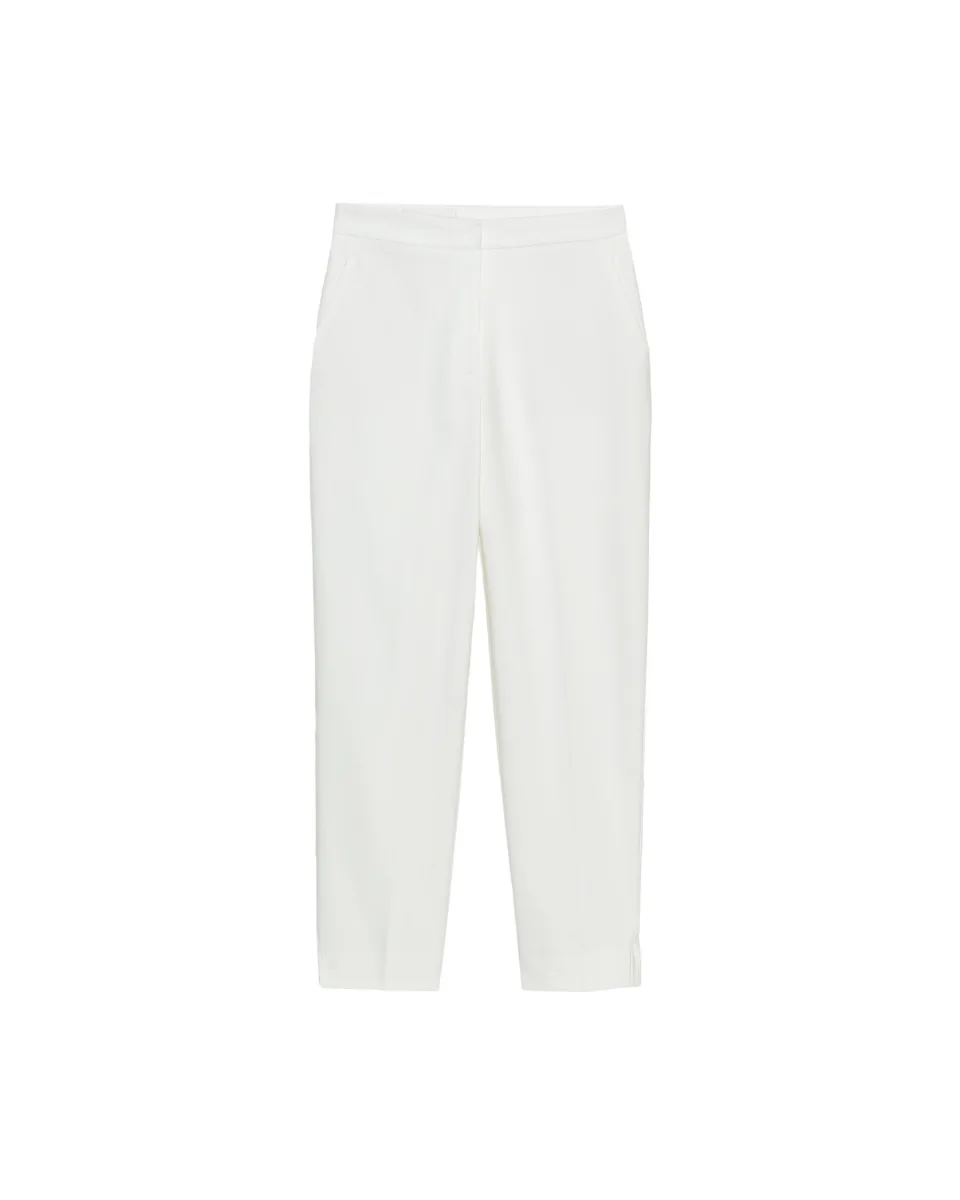 Pantalón bajo abertura - Crema