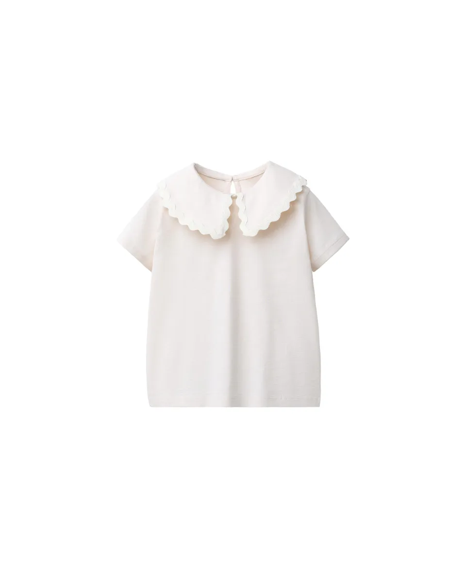 Camiseta cuello bobo ondulina - Crema