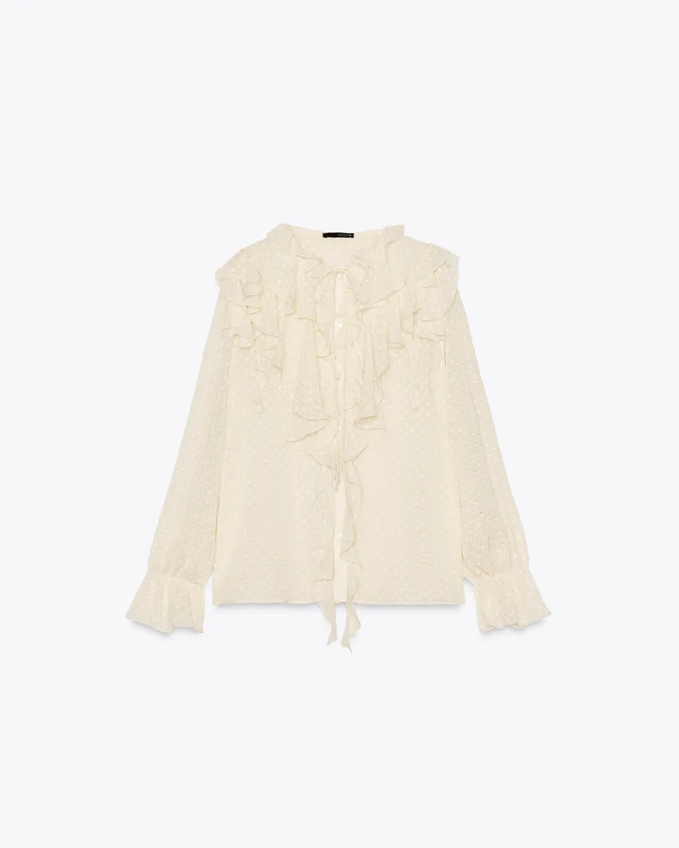 Blusa plumeti volantes - Crema